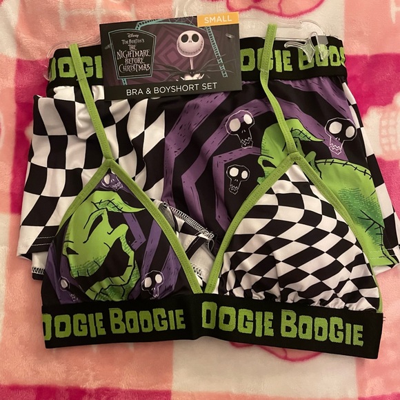Disney Other - Disney Black and Green Oogie Boogie Bra & Boyshort Set